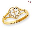 14K Gold Diamond-Cut Childs Heart & Cross Ring