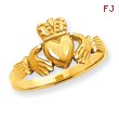 14K Gold Diamond Cut Claddagh Ring