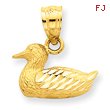 14K Gold Diamond-cut Duck Pendant