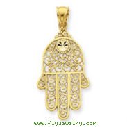 14K Gold Diamond-Cut Filigree Chamseh Pendant