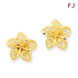 14K Gold Diamond-Cut Filigree Plumeria Earrings