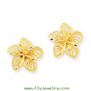 14K Gold Diamond-Cut Filigree Plumeria Earrings