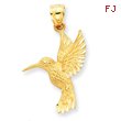 14K Gold Diamond-cut Hummingbird Pendant