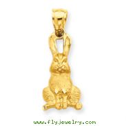 14K Gold Diamond-Cut Rabbit Pendant