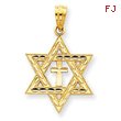 14K Gold Diamond-Cut Star of David With Cross Pendant