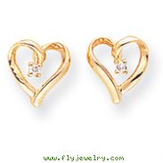 14K Gold Diamond Heart Earrings