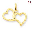 14K Gold Double Heart Charm