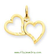 14K Gold Double Heart Charm