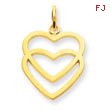 14K Gold Double Heart Charm