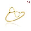 14K Gold Double Heart Toe Ring