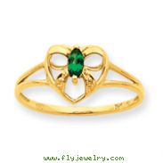 14K Gold Emerald May Birthstone Ring