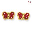 14K Gold Enameled Butterfly Ear