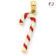 14K Gold Enameled Candy Cane Charm