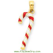 14K Gold Enameled Candy Cane Charm