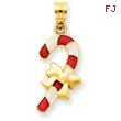 14K Gold Enameled Candy Cane Pendant