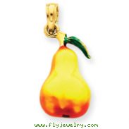 14K Gold Enameled Comice Pear Pendant