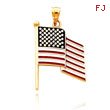 14K Gold Enameled Flag Pendant