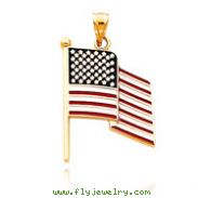 14K Gold Enameled Flag Pendant