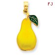 14K Gold Enameled Green Pear Pendant