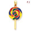 14K Gold Enameled Lollipop Pendant