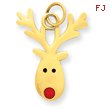 14K Gold Enameled Reindeer Charm