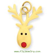 14K Gold Enameled Reindeer Charm