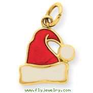 14K Gold Enameled Santa Hat Pendant