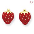 14K Gold Enameled Strawberry Ear