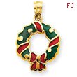 14K Gold Enameled Wreath Pendant