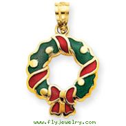 14K Gold Enameled Wreath Pendant