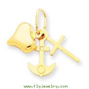 14K Gold Faith, Hope And Charity Charm