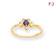 14K Gold February Amethyst Birthstone Heart Ring