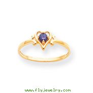 14K Gold February Amethyst Birthstone Heart Ring