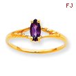 14K Gold February Amethyst Birthstone Ring