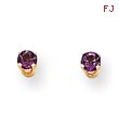 14K Gold February Amethyst Post Earrings