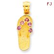 14K Gold February CZ Birthstone Flip Flop Pendant