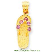 14K Gold February CZ Birthstone Flip Flop Pendant
