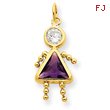 14K Gold February Girl Gemstone Charm