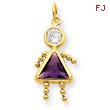 14K Gold February Girl Gemstone Charm