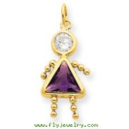 14K Gold February Girl Gemstone Charm