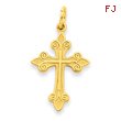 14K Gold Fleur De Lis Cross Pendant