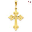 14K Gold Fleur De Lis Cross Pendant