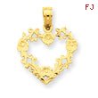 14K Gold Floral Cut-Out Heart Pendant