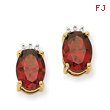 14K Gold Garnet & Diamond Post Earrings