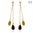 14K Gold Garnet And Peridot Post Dangle Earrings