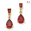 14K Gold Garnet Dangle Post Earrings