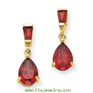 14K Gold Garnet Dangle Post Earrings