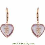 14K Gold Genuine Rose De France Quartz And Diamond Earrings