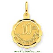 14K Gold Happy 10th Anniversary Charm