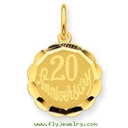 14K Gold Happy 20th Anniversary Charm